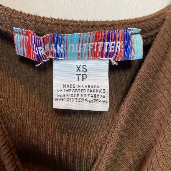 Urban Outfitters Puff Sleeve Blouse Women’s XS Chocolate Brown Cropped Boho Top - Picture 9 of 17